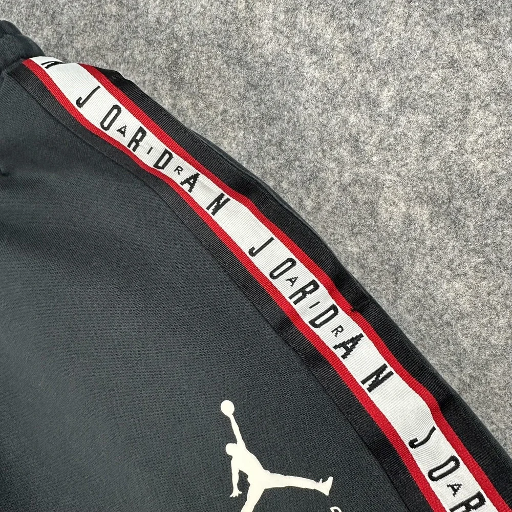 Jordan Air HBR Taped Basketball Pants Fleece Jogger Mens Medium Black AR2250